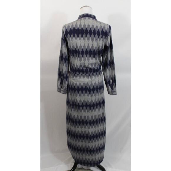 OSEI DURO Sz S Small Navy Gray Ikat Casta Dress Midi Cotton - Picture 3 of 11